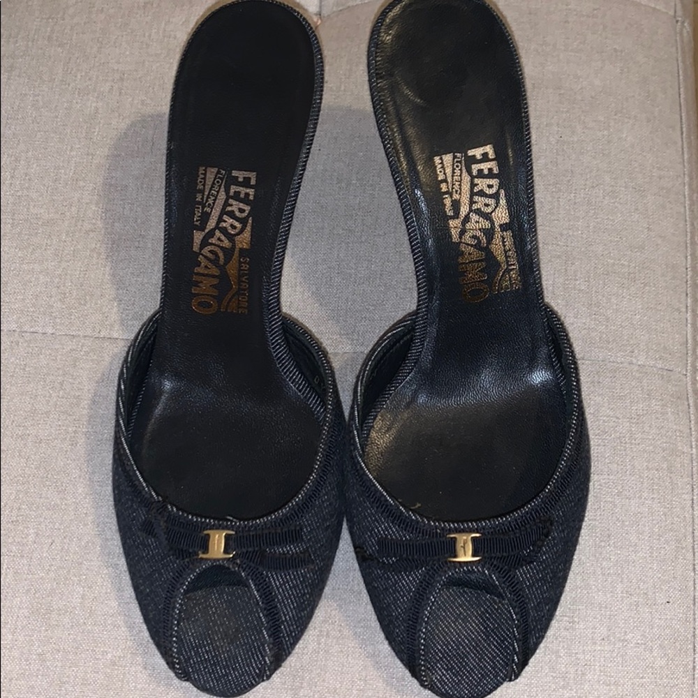 Salvatore Ferragamo denim heels